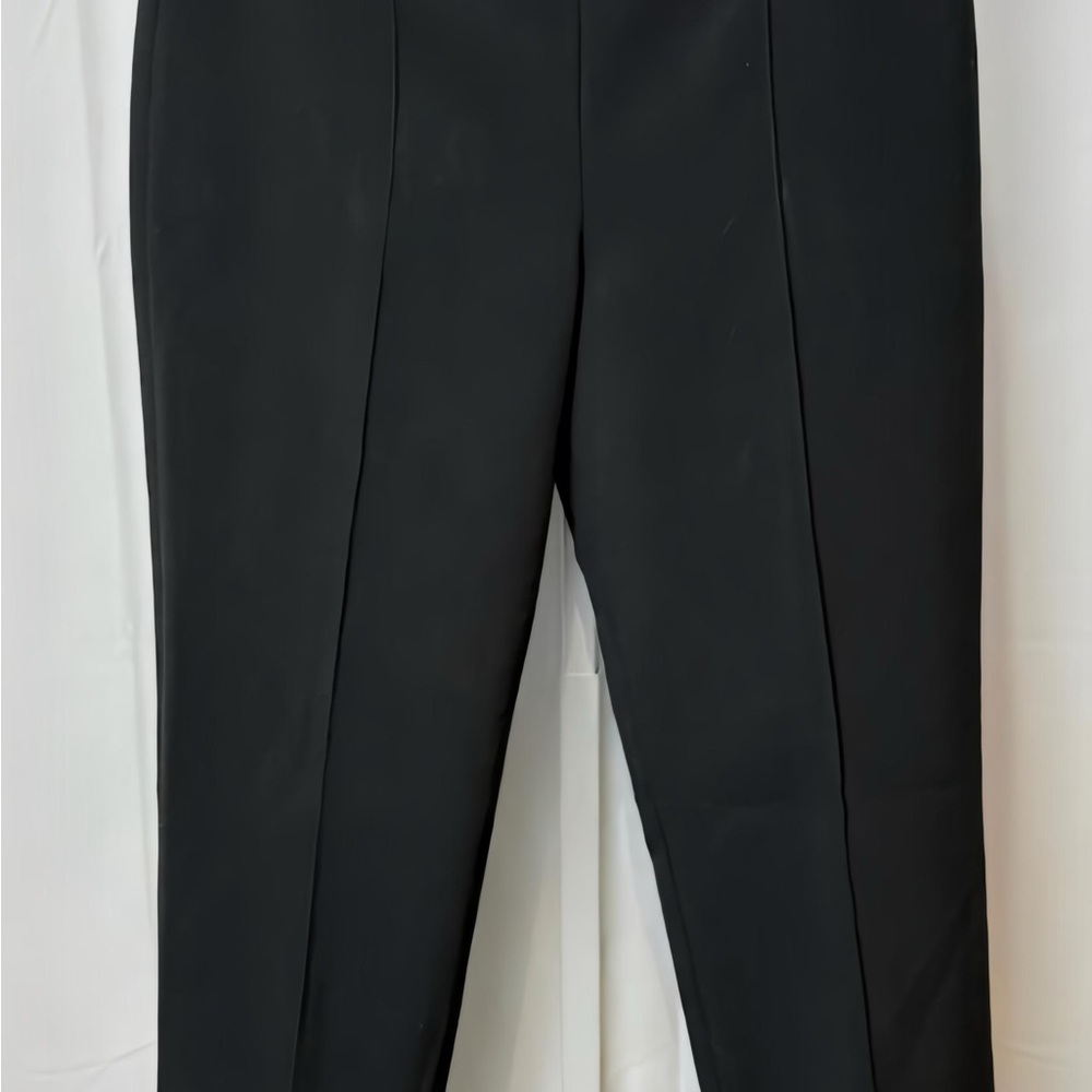 💕ST. JOHN Size 14 Seamed Ankle Zip Pants Flat Front Side Zip Crepe Black - Picture 5 of 16